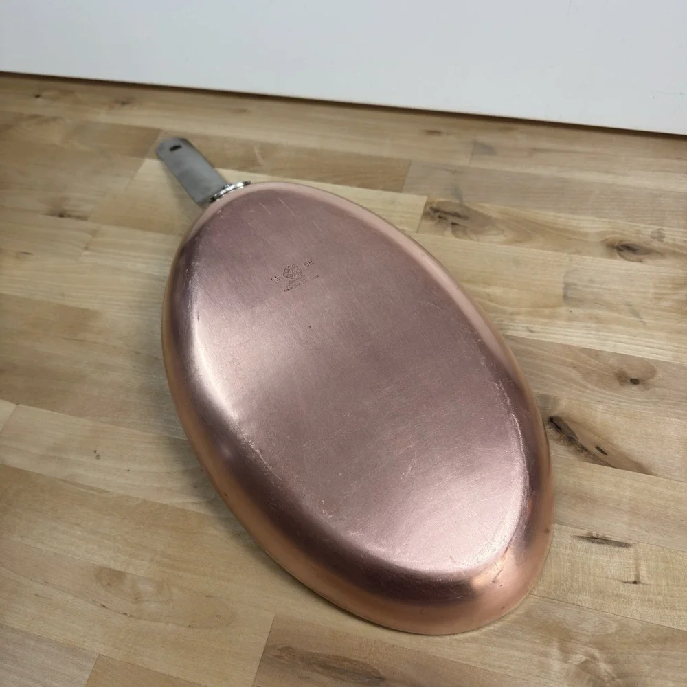 Scavullo Legion Utensils Copper Oval Heavy Skillet Fish Pan 13.5